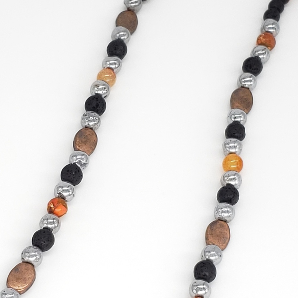 Boho 💥 Druzy, Lava, Jasper, Copper Bead Necklace - Picture 7 of 11